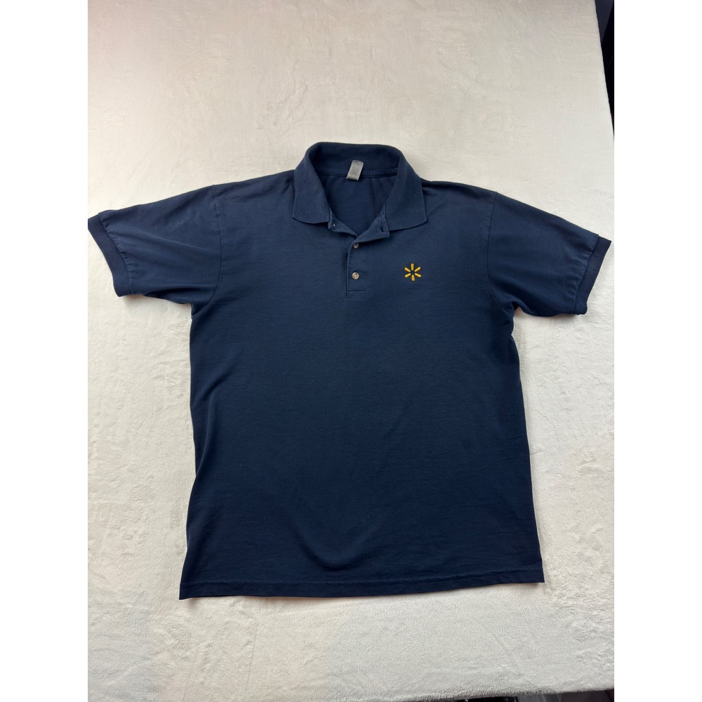 Gildan DryBlend Navy Blue Walmart Logo Polo Shirt Mens Large Short Sleeve